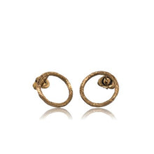 Load image into Gallery viewer, Driftwood Circle Stud Earrings - 9 Karat Yellow Gold
