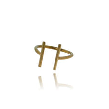 Load image into Gallery viewer, JewelArt T-Bar Ring - Yellow Gold Plated

