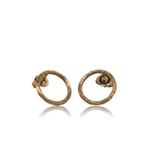 Load image into Gallery viewer, Driftwood Circle Stud Earrings - Yellow Gold Plated
