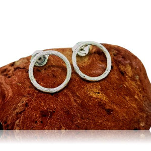 Driftwood Circle Stud Earrings - Sterling Silver