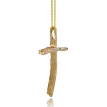 Load image into Gallery viewer, Driftwood Cross - Yellow Gold Plated
