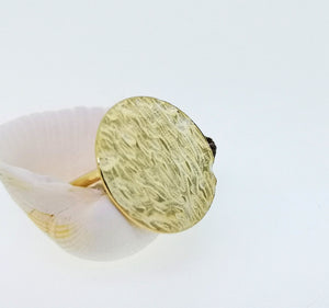 Ripple Disc Ring - Yellow Gold Plated
