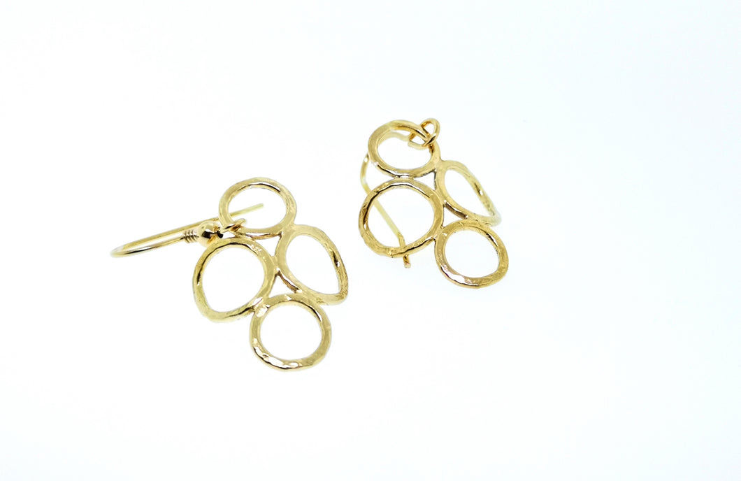 4 Circle Earrings - Yellow Gold Plated