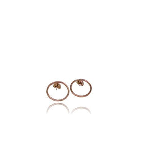 Driftwood Circle Stud Earrings - Rose Gold Plated