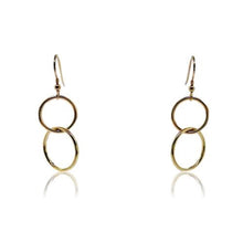 Load image into Gallery viewer, JewelArt Double loop Drop Earrings - Yellow Gold Plated
