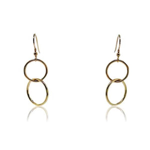 JewelArt Double loop Drop Earrings - Yellow Gold Plated
