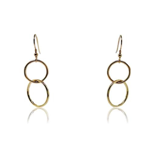 JewelArt Double loop Drop Earrings - Yellow Gold Plated