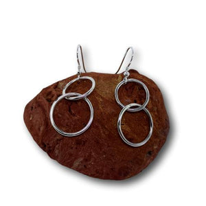 JewelArt Double loop Drop Earrings - Sterling Silver