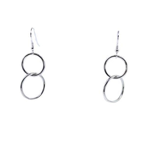 JewelArt Double loop Drop Earrings - Sterling Silver
