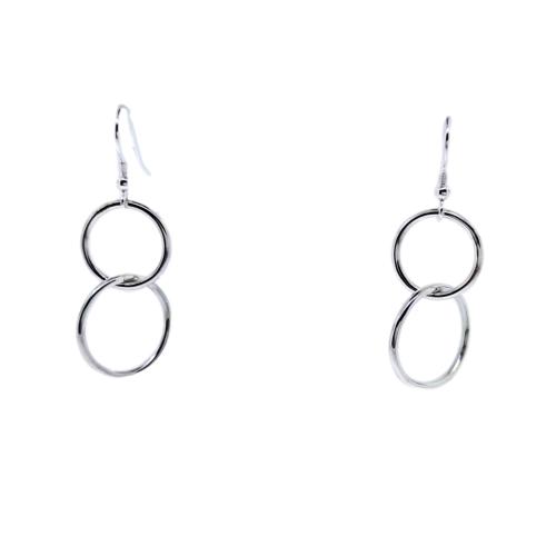 JewelArt Double loop Drop Earrings - 9 Karat White Gold