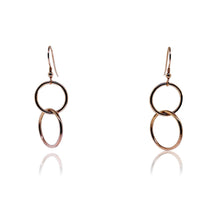 Load image into Gallery viewer, JewelArt Double loop Drop Earrings - Rose Gold Plated
