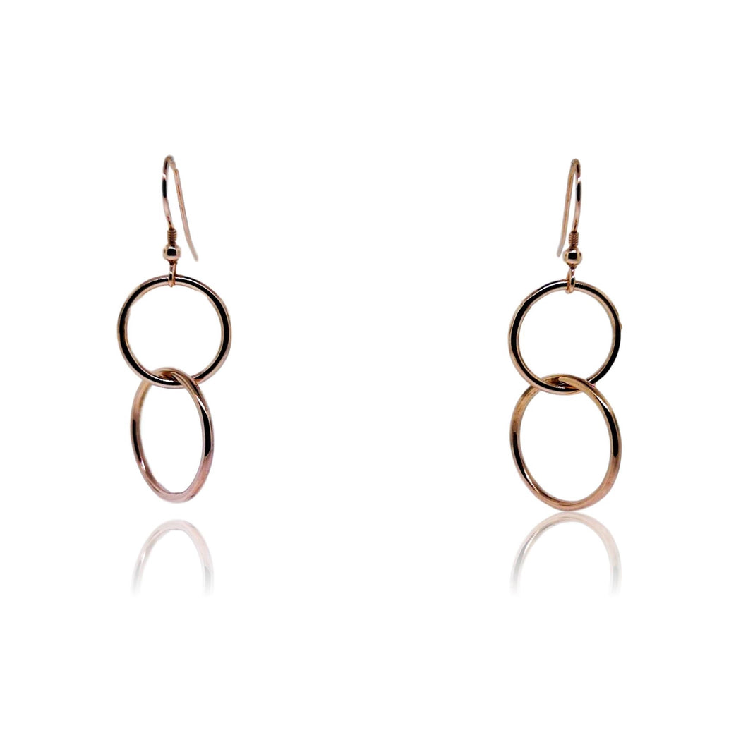 JewelArt Double loop Drop Earrings - Rose Gold Plated